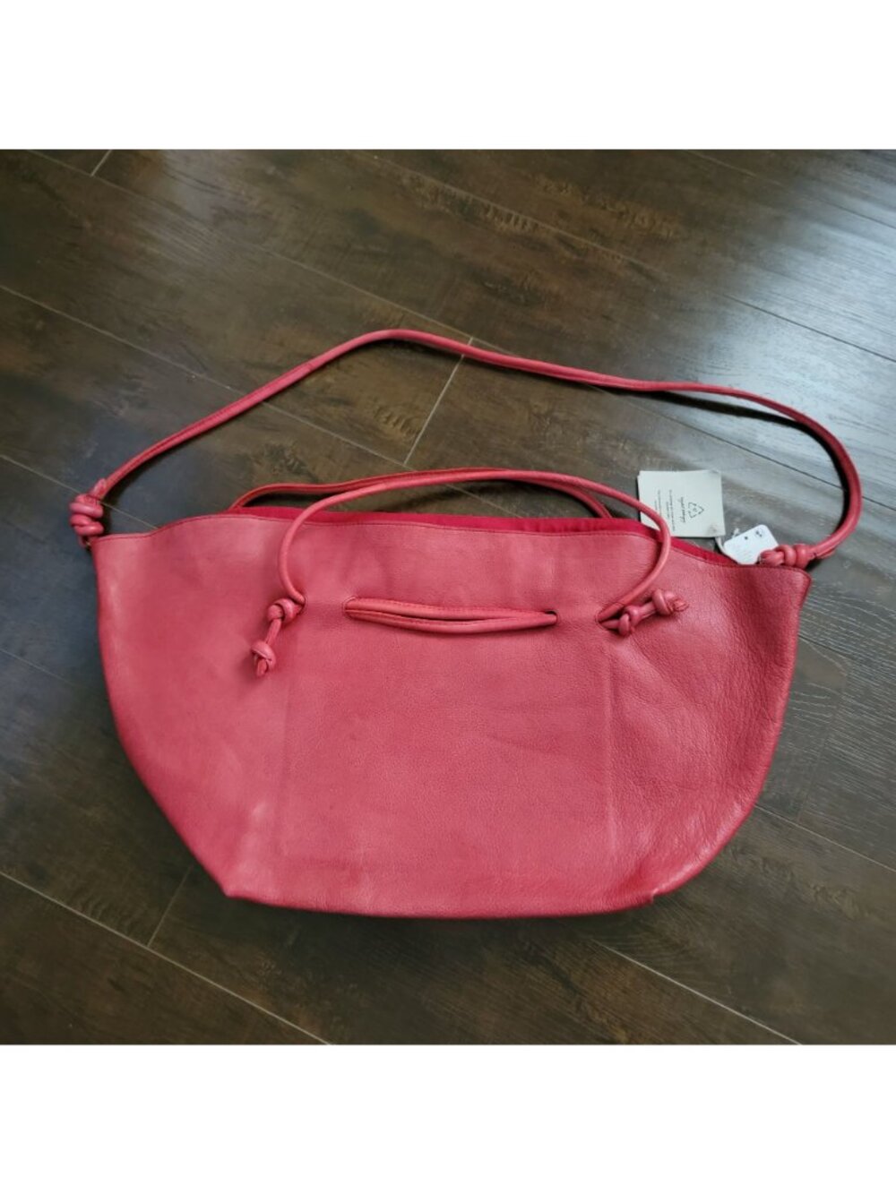 Free People Head Over Heels Tote Boho Chic Convertible Leather Red Lip - Picture 2 of 7